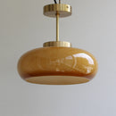 Vintage Messing Gelb Glas 1-Licht Semi-Flush Mount Deckenleuchte