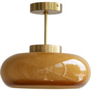Vintage Messing Gelb Glas 1-Licht Semi-Flush Mount Deckenleuchte