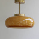 Vintage Messing Gelb Glas 1-Licht Semi-Flush Mount Deckenleuchte