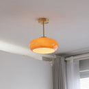 Vintage Messing Gelb Glas 1-Licht Semi-Flush Mount Deckenleuchte
